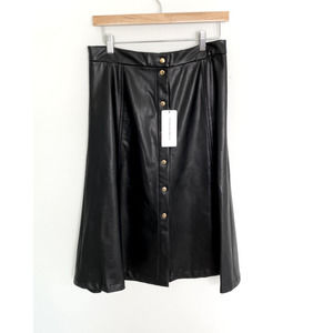 Carolina Belle Women Black Faux Leather Skirt sz 8